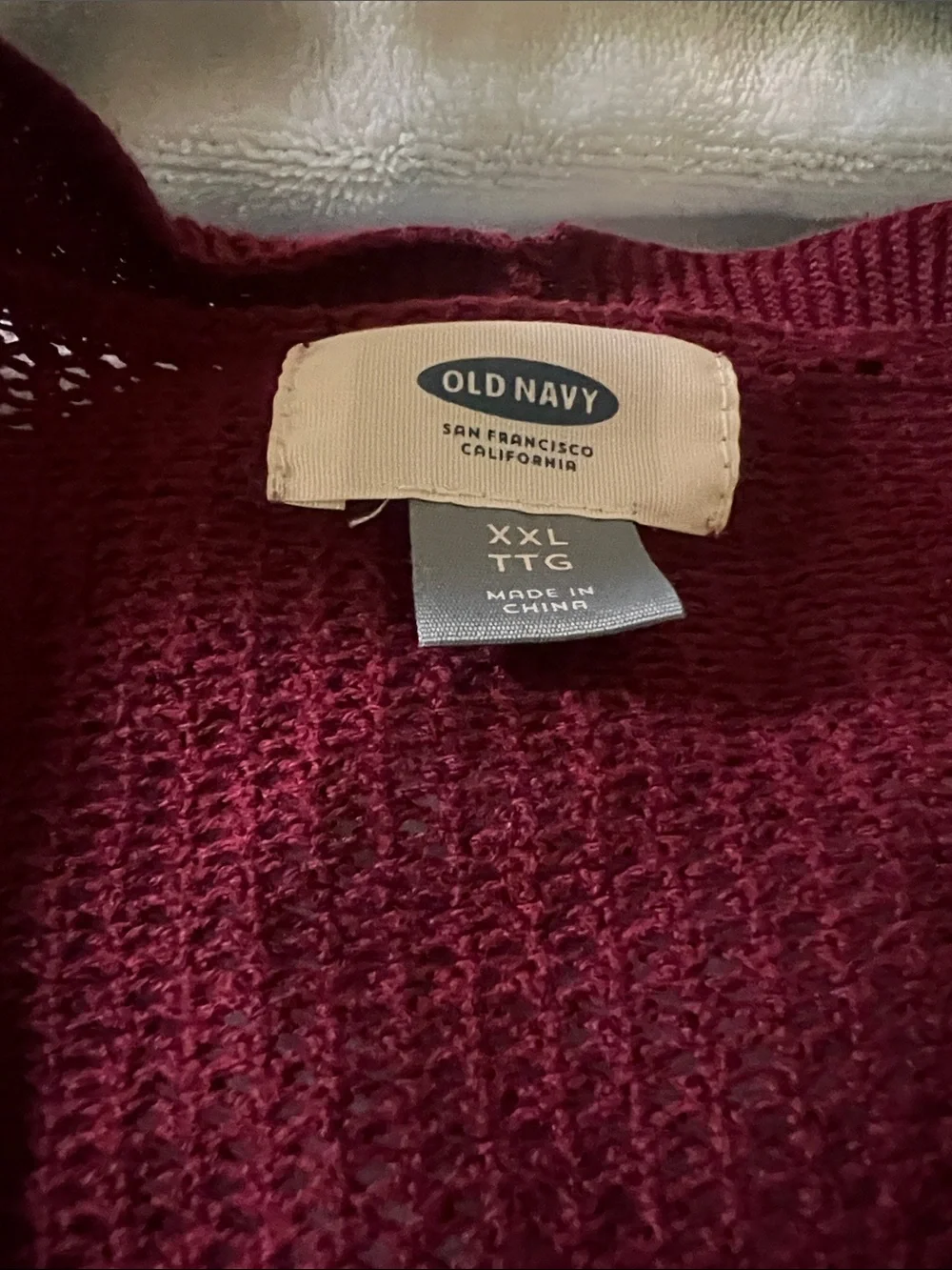 Old Navy Open-Front Wine Red Knit Cardigan